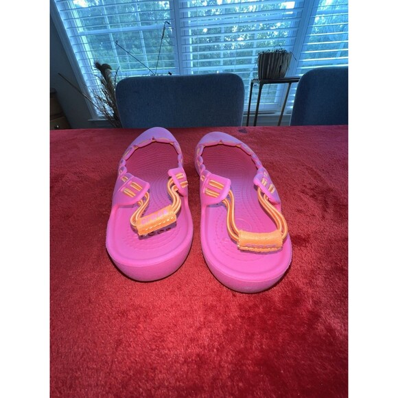 Woman’s Crocs Flats Sling Back Size 9 Hot Pink Orange - Picture 5 of 7